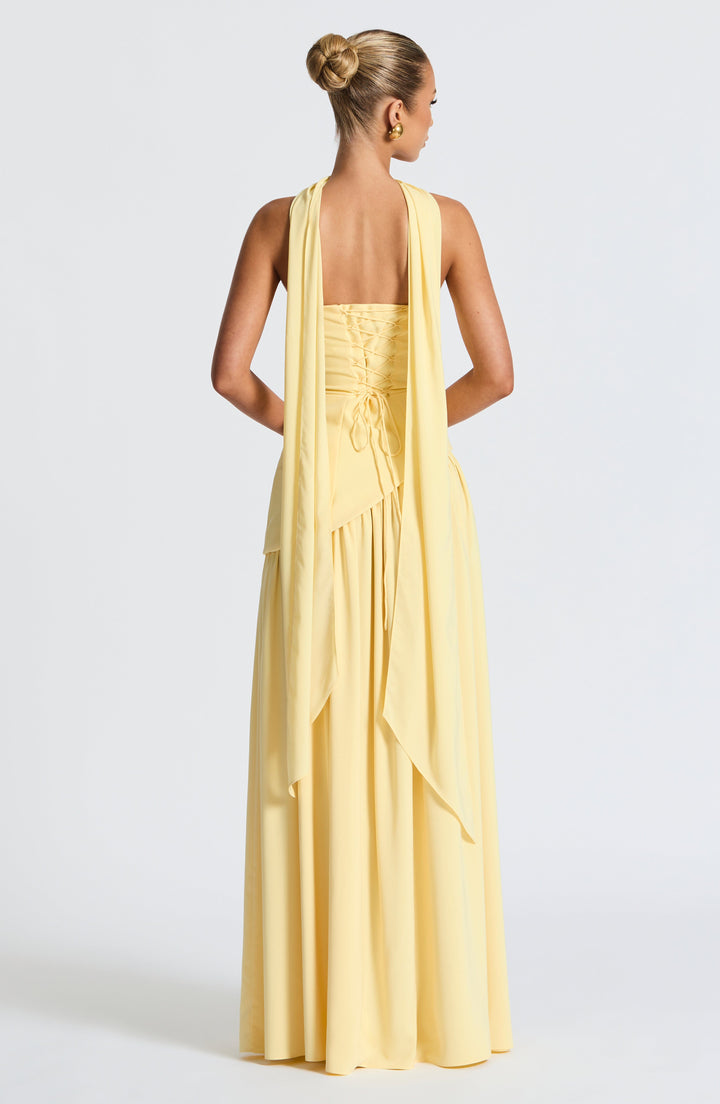 Strapless Maxi Dress with High Slit & Asymmetric Waist