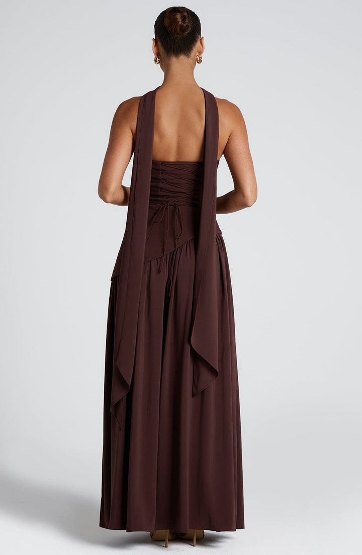 Strapless Maxi Dress with High Slit & Asymmetric Waist