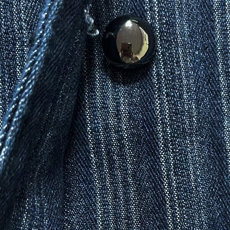 Military-Inspired Double-Breasted Denim Jacket