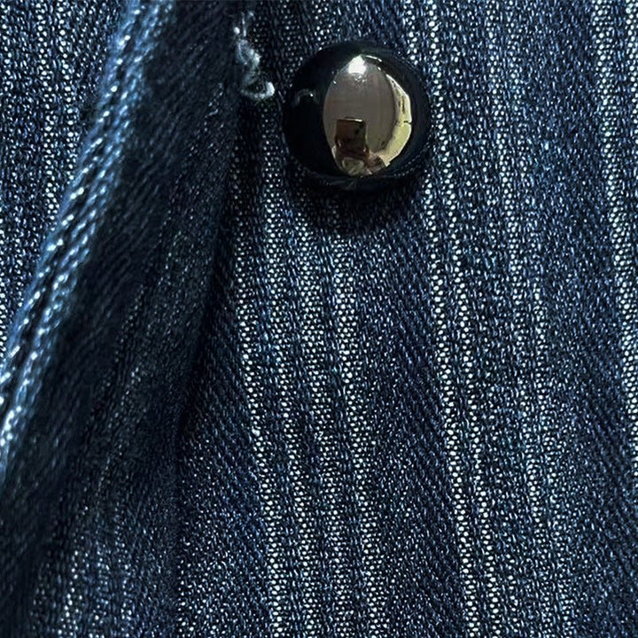Military-Inspired Double-Breasted Denim Jacket