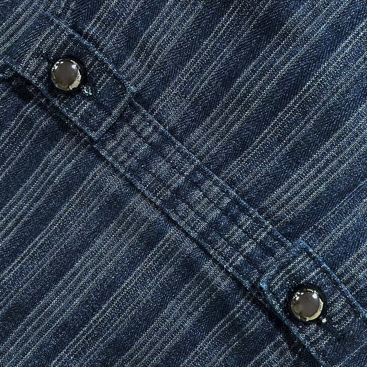 Military-Inspired Double-Breasted Denim Jacket