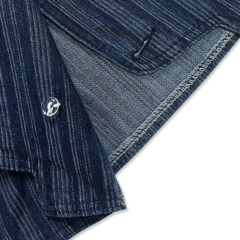Military-Inspired Double-Breasted Denim Jacket