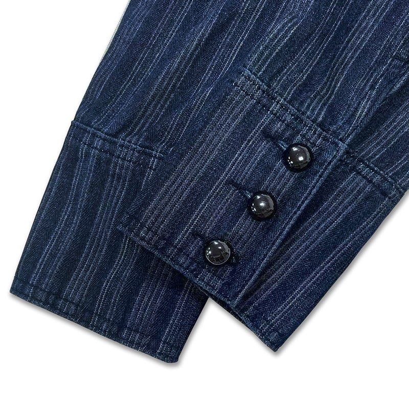 Military-Inspired Double-Breasted Denim Jacket