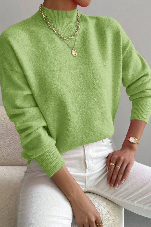 Mock Neck Soft Knit Sweater