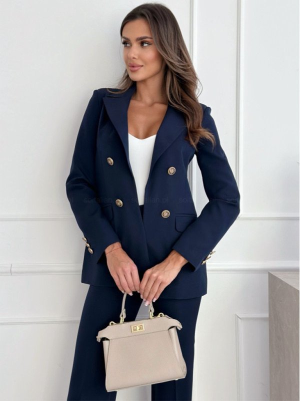 Double-Breasted Solid Color Blazer