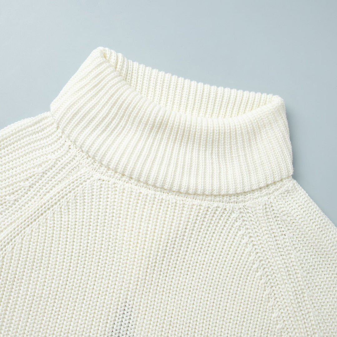 Open-Back Chunky Turtleneck Sweater