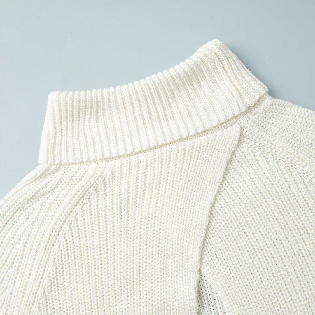 Open-Back Chunky Turtleneck Sweater