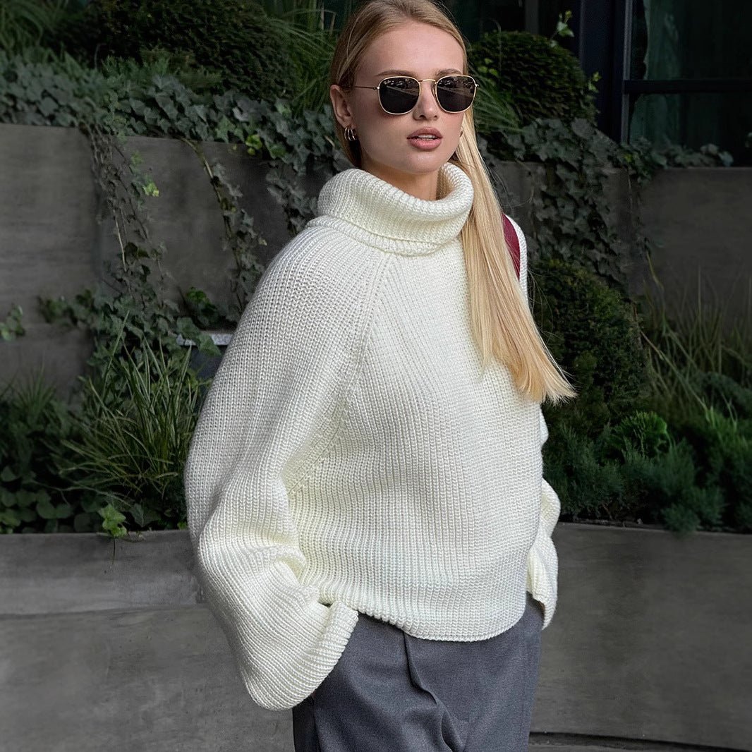 Open-Back Chunky Turtleneck Sweater