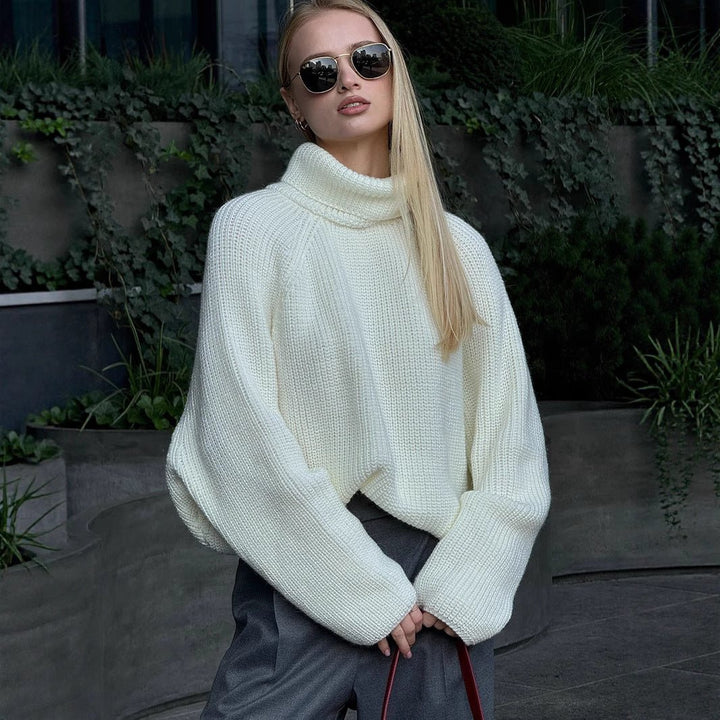 Open-Back Chunky Turtleneck Sweater
