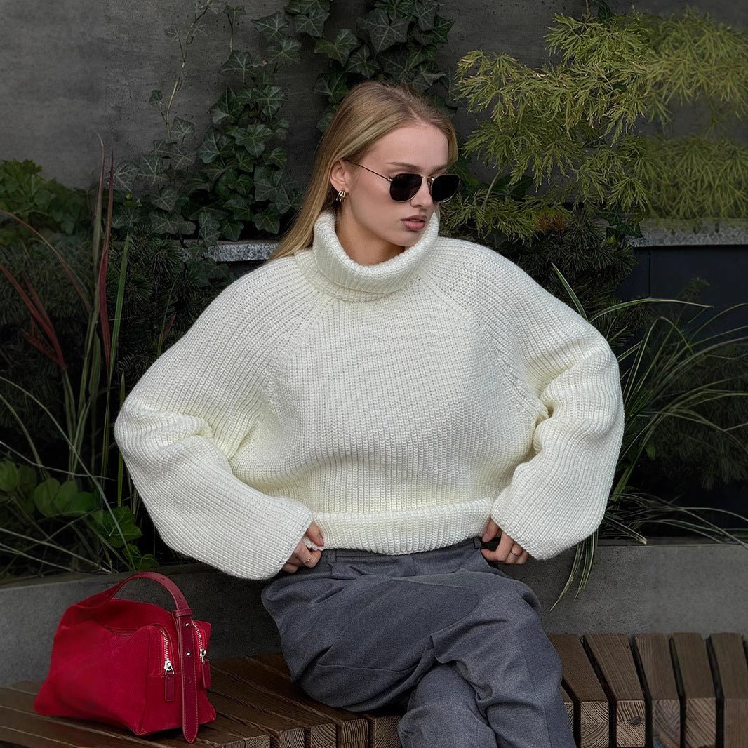 Open-Back Chunky Turtleneck Sweater