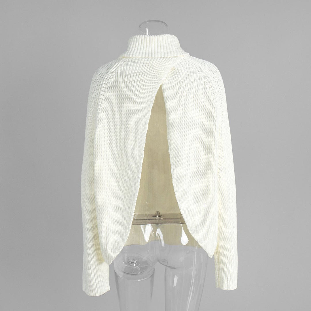 Open-Back Chunky Turtleneck Sweater
