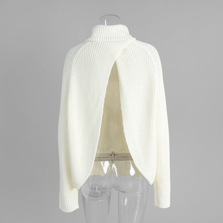 Open-Back Chunky Turtleneck Sweater