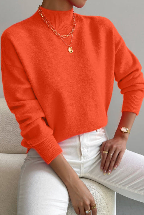 Mock Neck Soft Knit Sweater