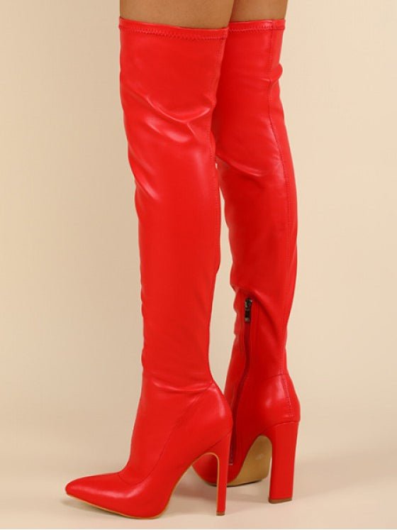 Pointed-Toe Over-the-Knee High Heel Boots