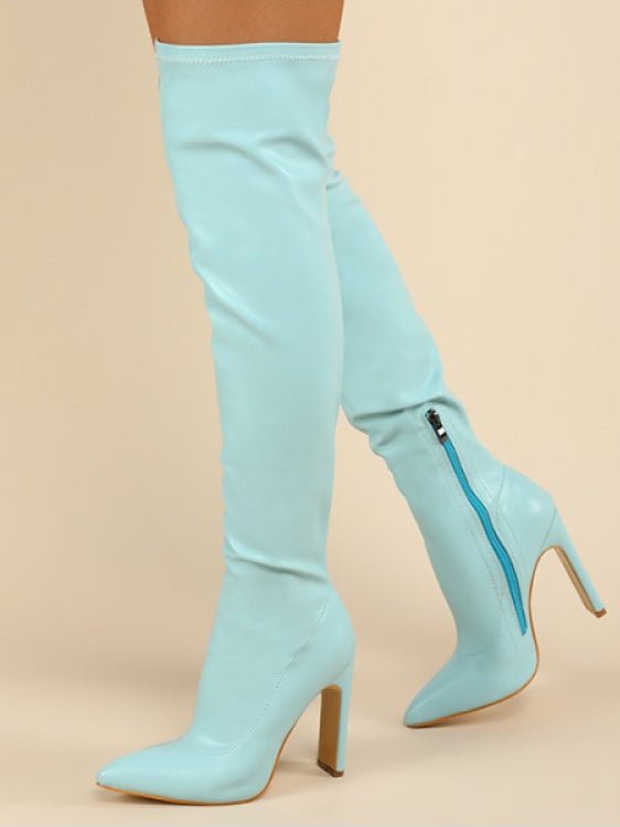 Pointed-Toe Over-the-Knee High Heel Boots