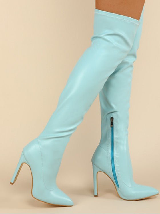 Pointed-Toe Over-the-Knee High Heel Boots
