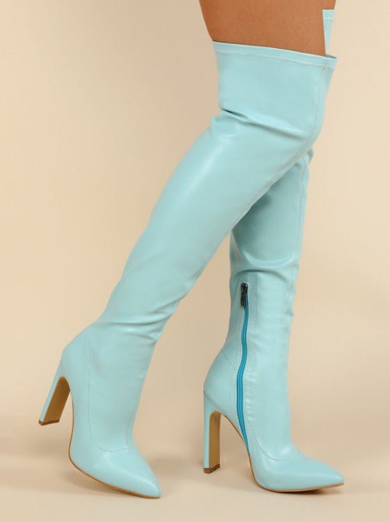 Pointed-Toe Over-the-Knee High Heel Boots