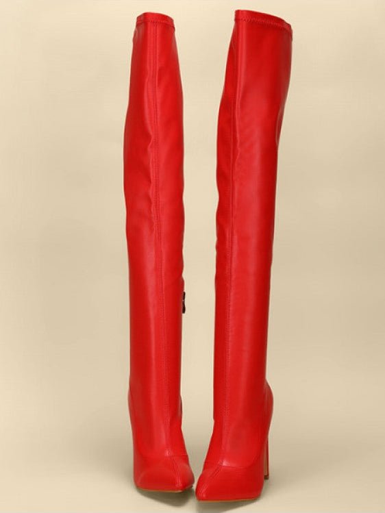 Pointed-Toe Over-the-Knee High Heel Boots