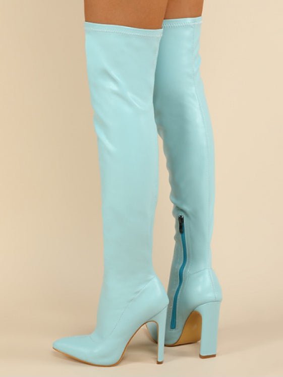 Pointed-Toe Over-the-Knee High Heel Boots