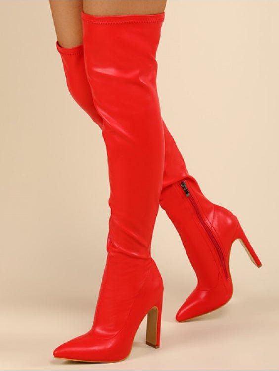 Pointed-Toe Over-the-Knee High Heel Boots