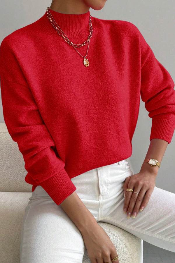 Mock Neck Soft Knit Sweater
