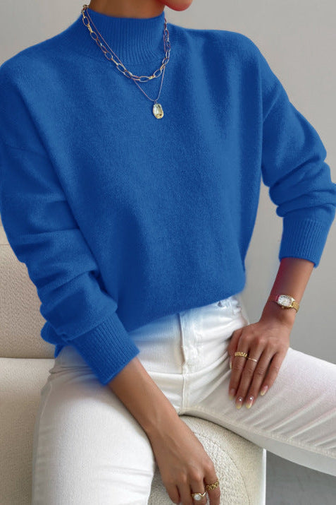 Mock Neck Soft Knit Sweater