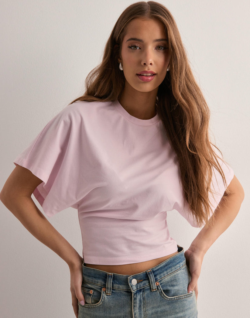 Cropped Relaxed Fit T-Shirt with Wide Sleeves