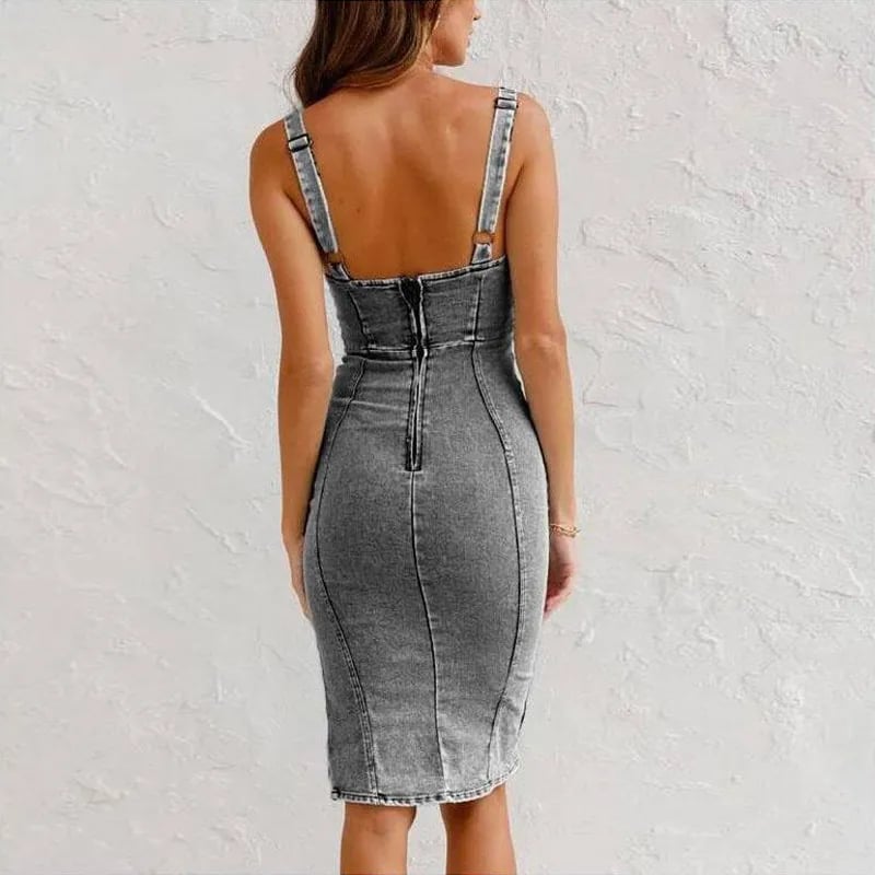 Adjustable Strap Denim Dress