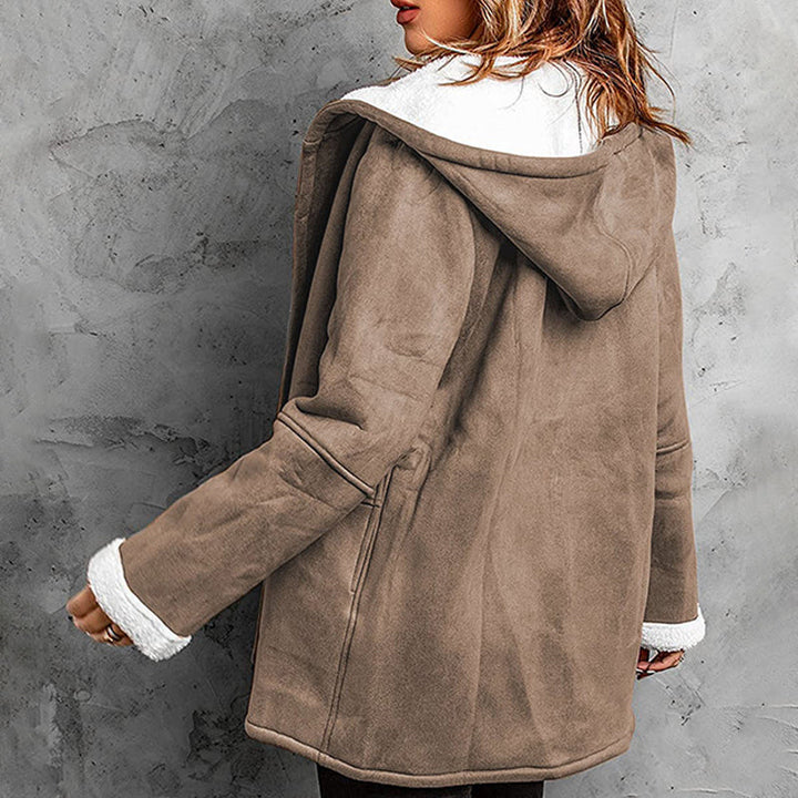 Hooded Faux Suede Lined Coat