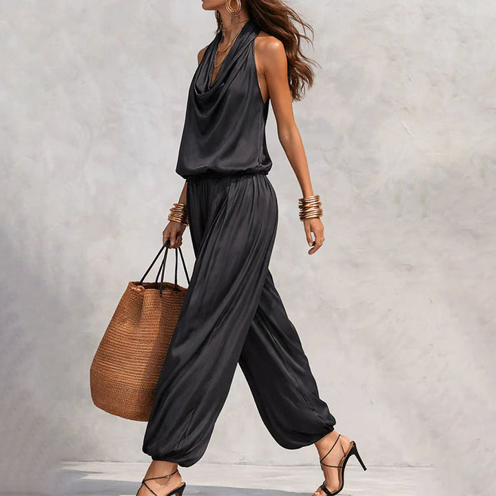 Sleeveless Cowl Neck Wide-Leg Jumpsuit