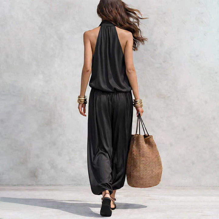 Sleeveless Cowl Neck Wide-Leg Jumpsuit