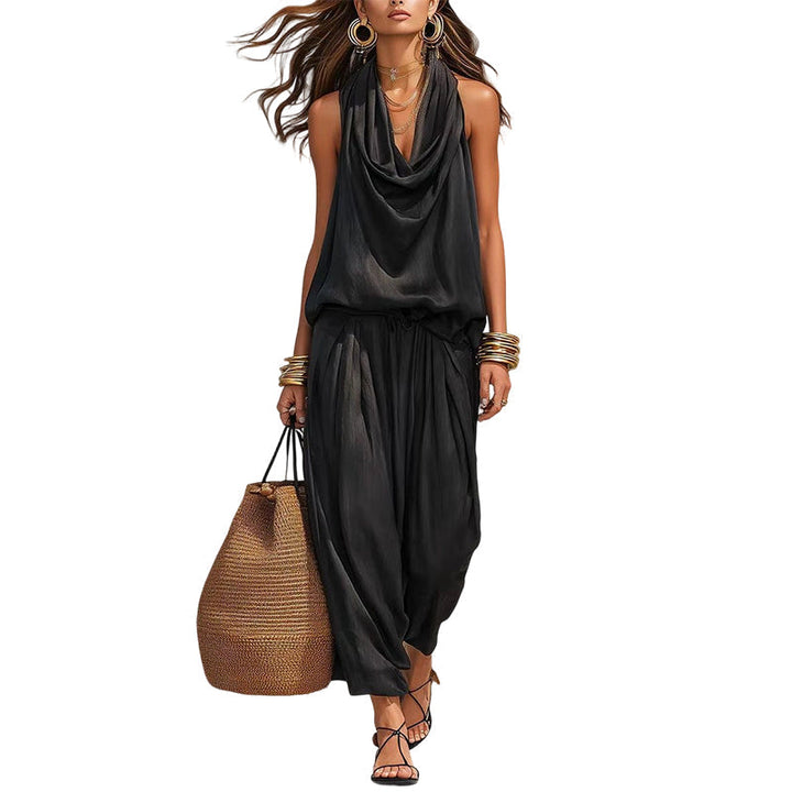 Sleeveless Cowl Neck Wide-Leg Jumpsuit