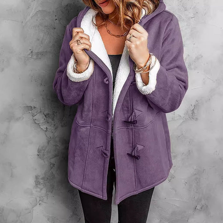 Hooded Faux Suede Lined Coat