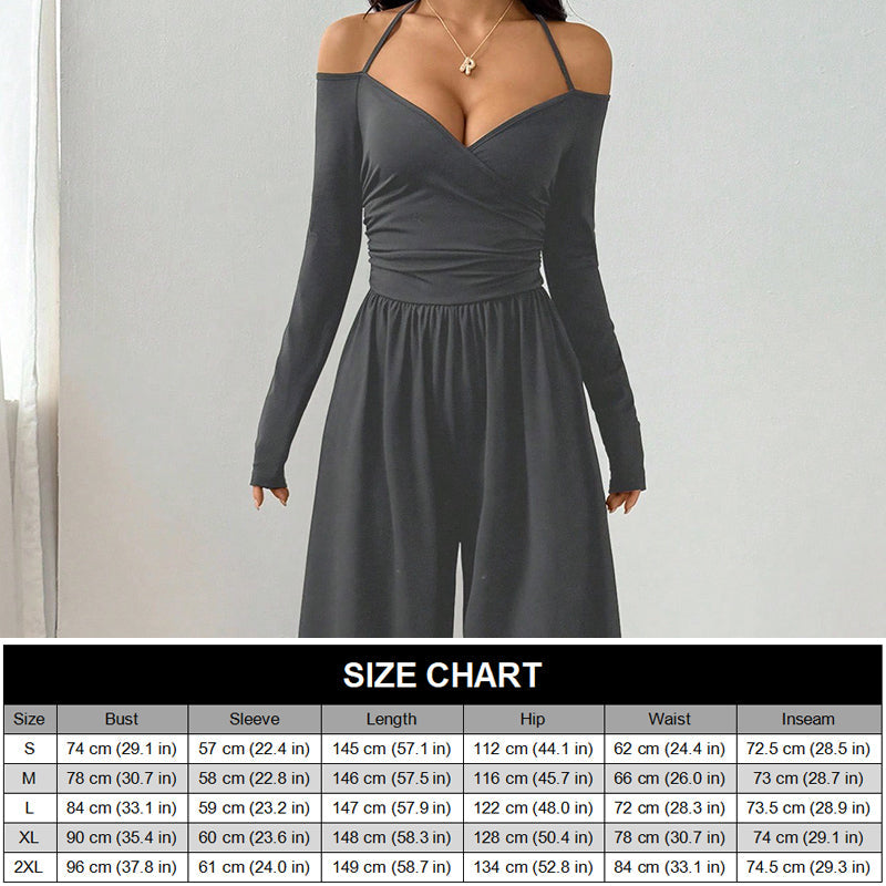 Off-Shoulder Halter Neck Wide-Leg Jumpsuit