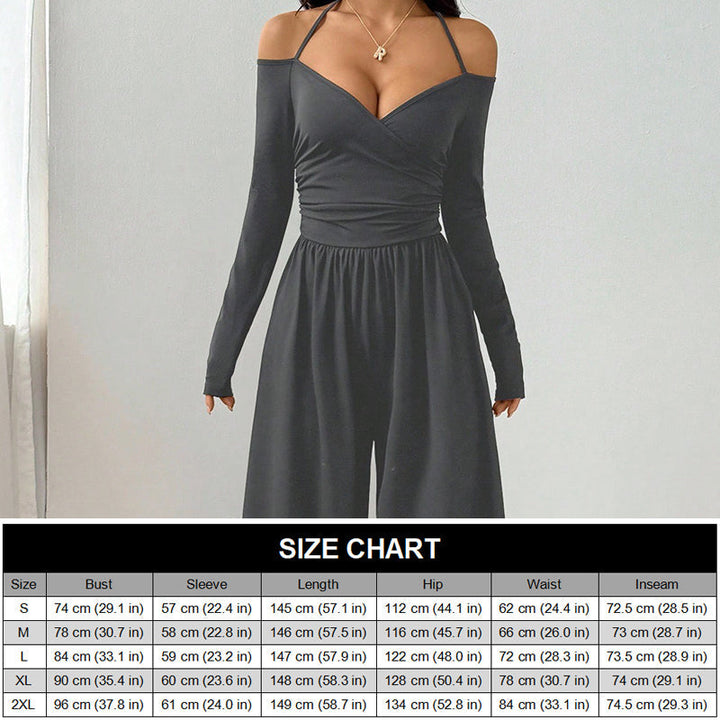 Off-Shoulder Halter Neck Wide-Leg Jumpsuit