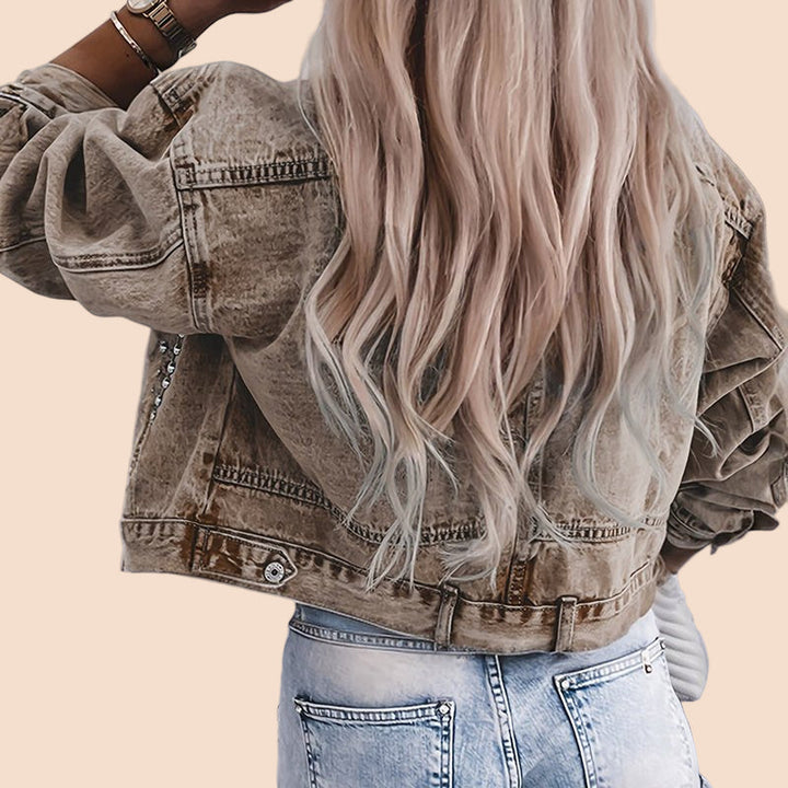 Studded Cropped Jean Jacket