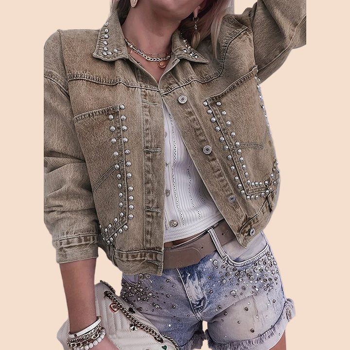 Studded Cropped Jean Jacket