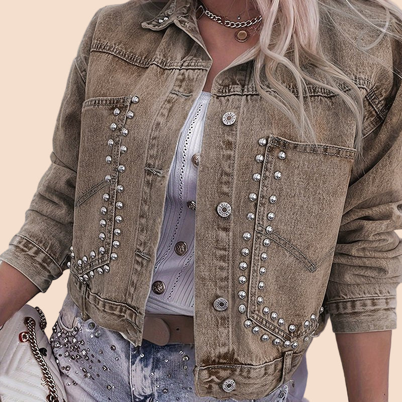 Studded Cropped Jean Jacket