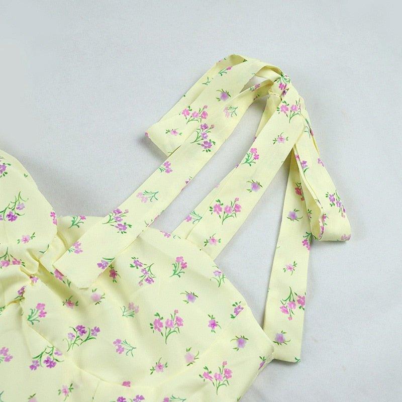 Elegant Floral Thigh Split Dress