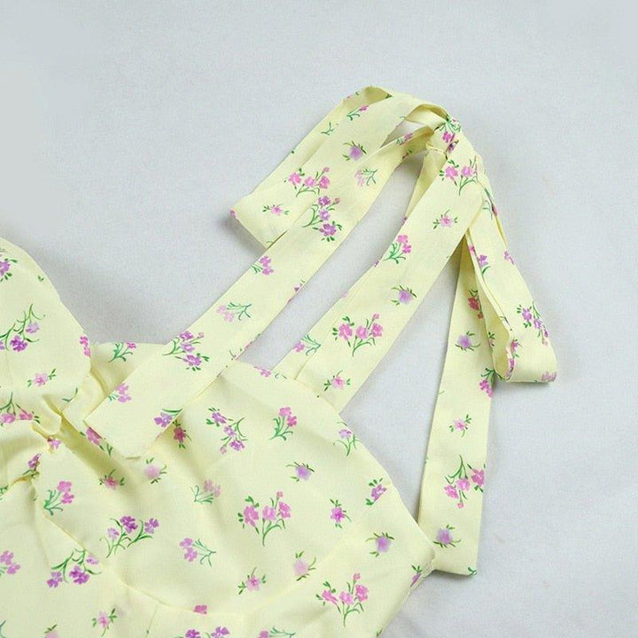Elegant Floral Thigh Split Dress