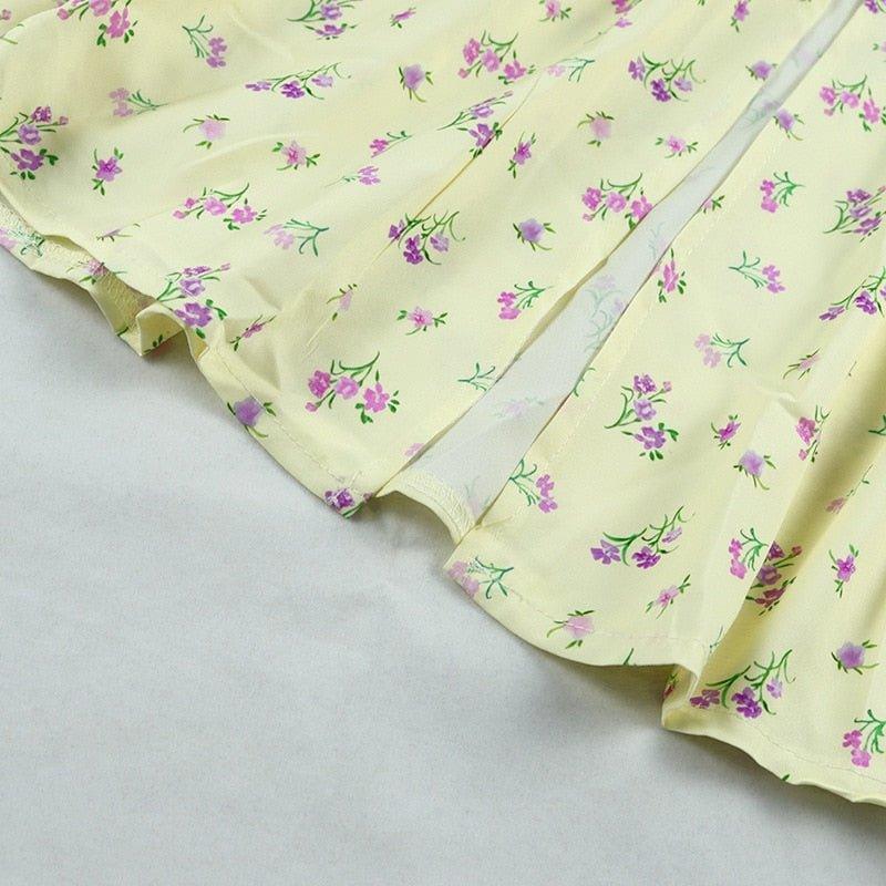 Elegant Floral Thigh Split Dress