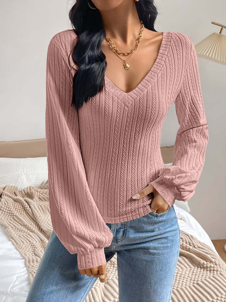 V-Neck Long Sleeve Top