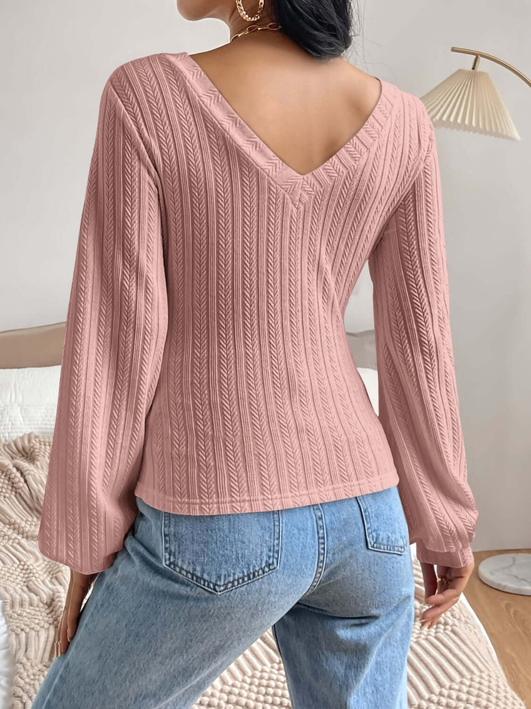 V-Neck Long Sleeve Top