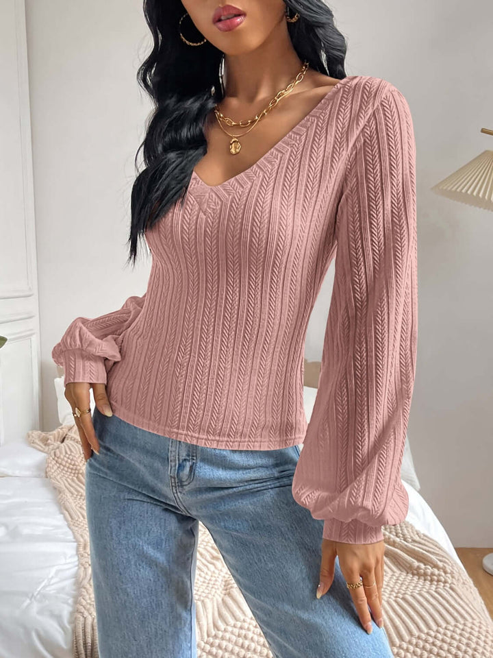 V-Neck Long Sleeve Top