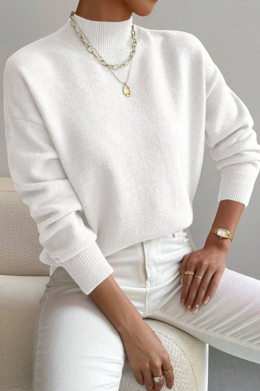 Mock Neck Soft Knit Sweater